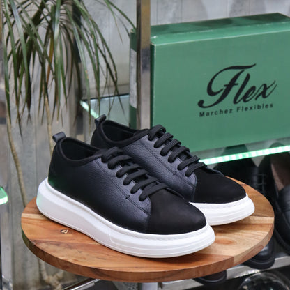 Basket  En Cuir Noir - Leta