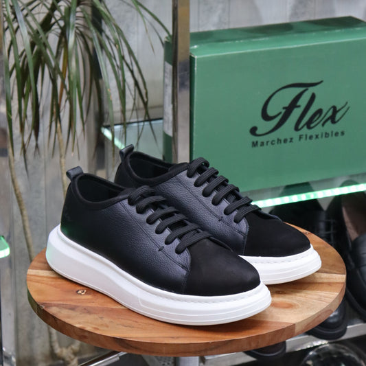 Basket  En Cuir Noir - Leta