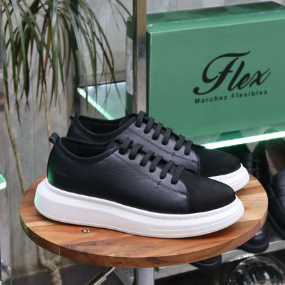 Basket  En Cuir Noir - Leta