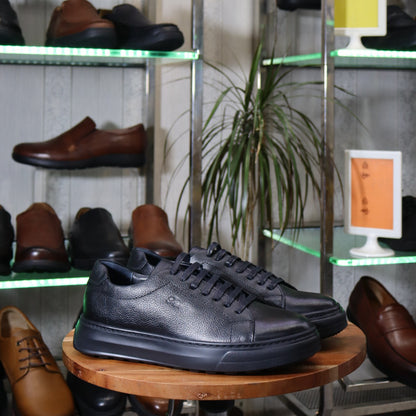 Basket  En Cuir Noir -  Meriot