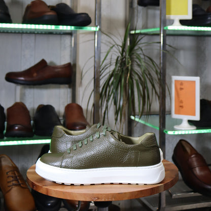 Meriot Basket En Cuir Vert - Meriot – Flexshoes