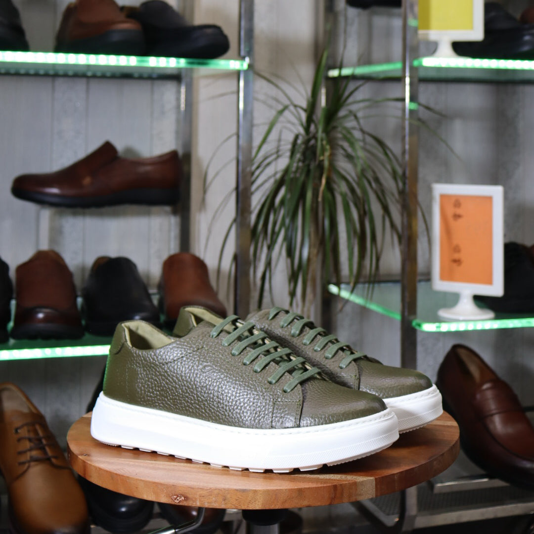 Meriot Basket En Cuir Vert - Meriot – Flexshoes