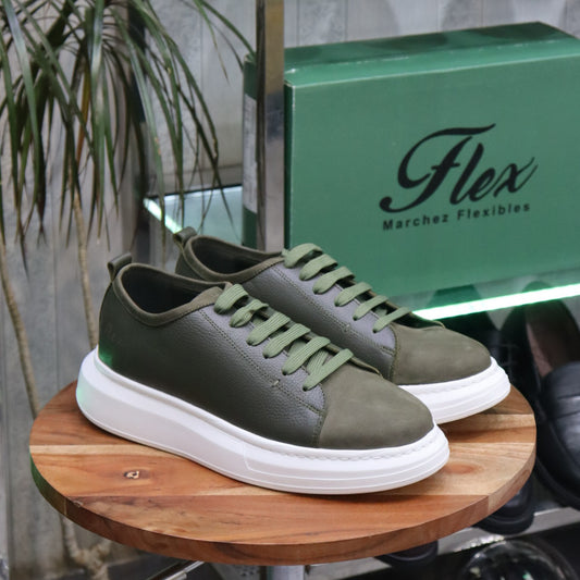 Basket  En Cuir vert - Leta