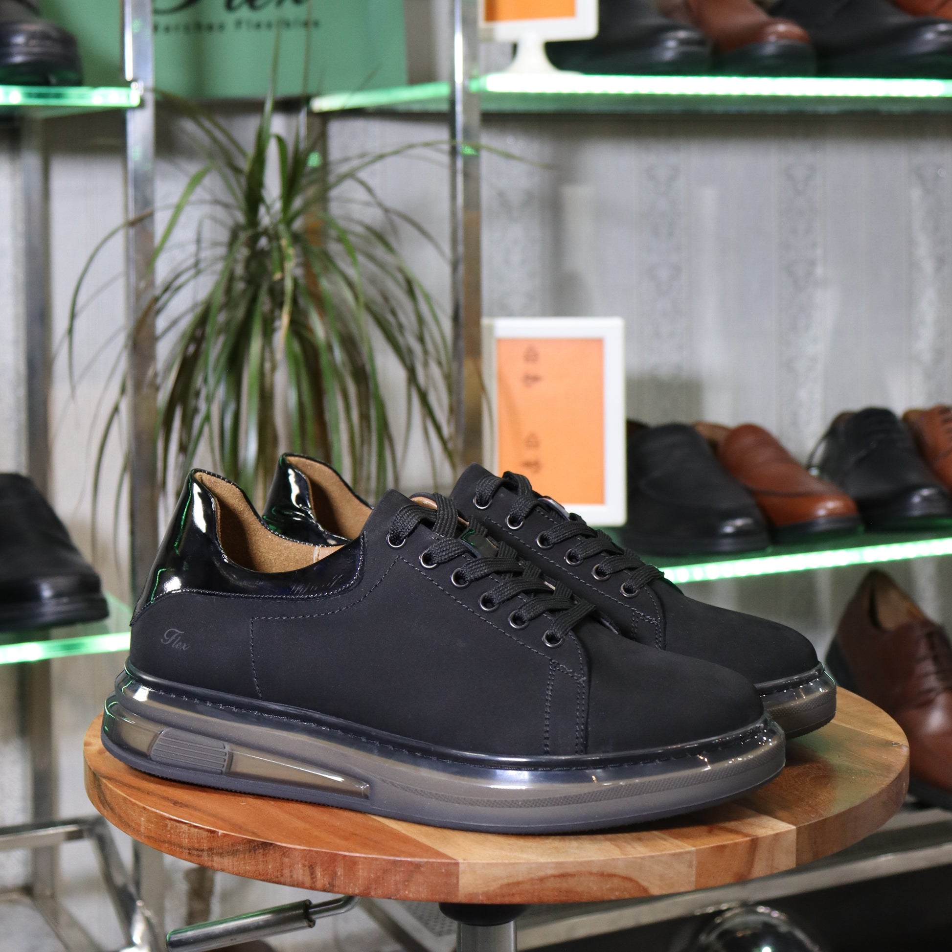 Basket Herman  En Cuir Noir Homme
