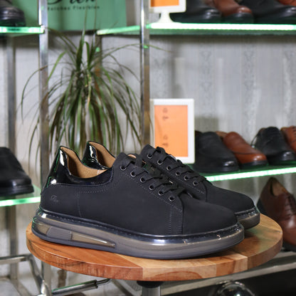 Basket Herman  En Cuir Noir Homme