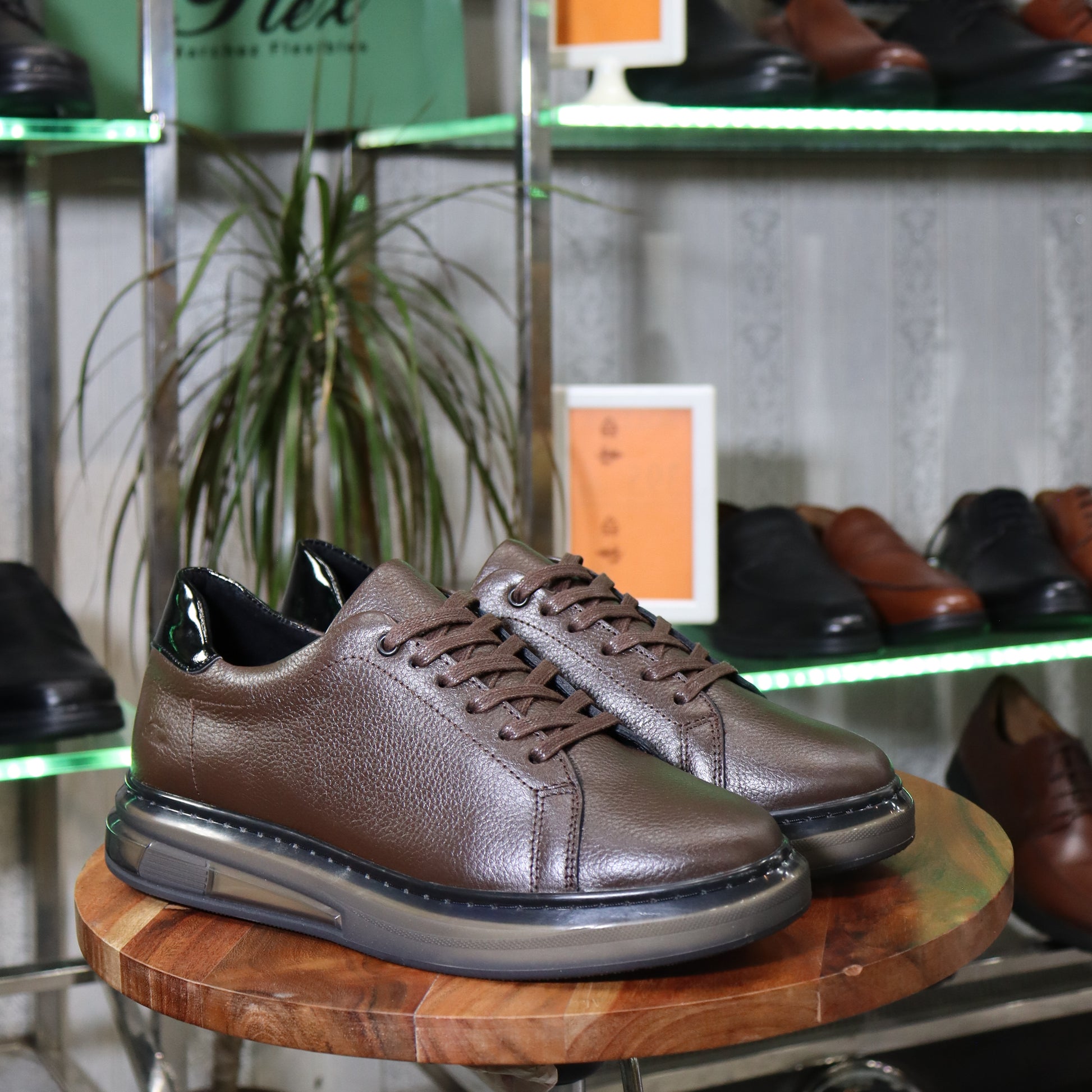 Basket Herman Maroon En Cuir