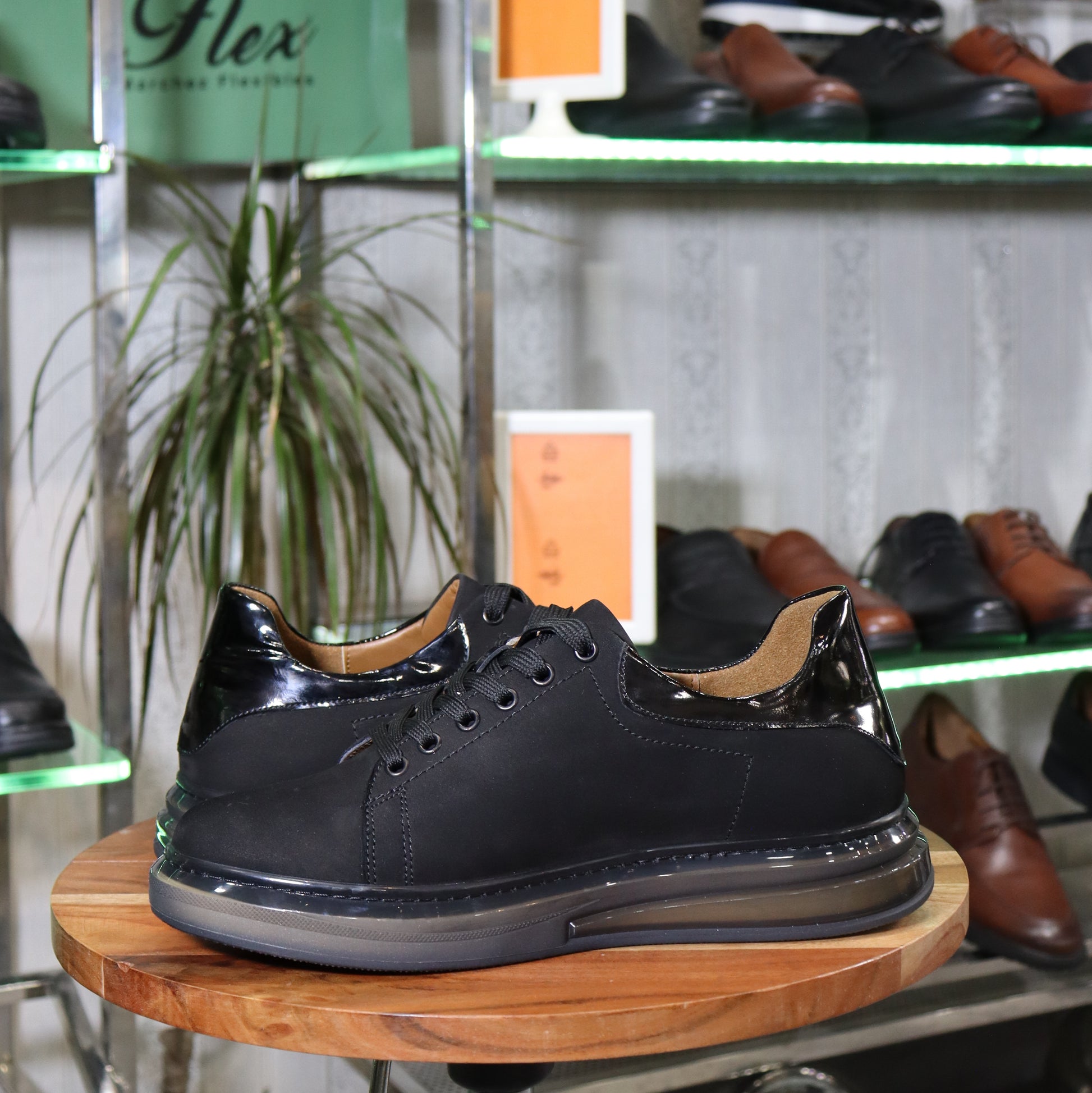 Basket Herman Noir  En Cuir 