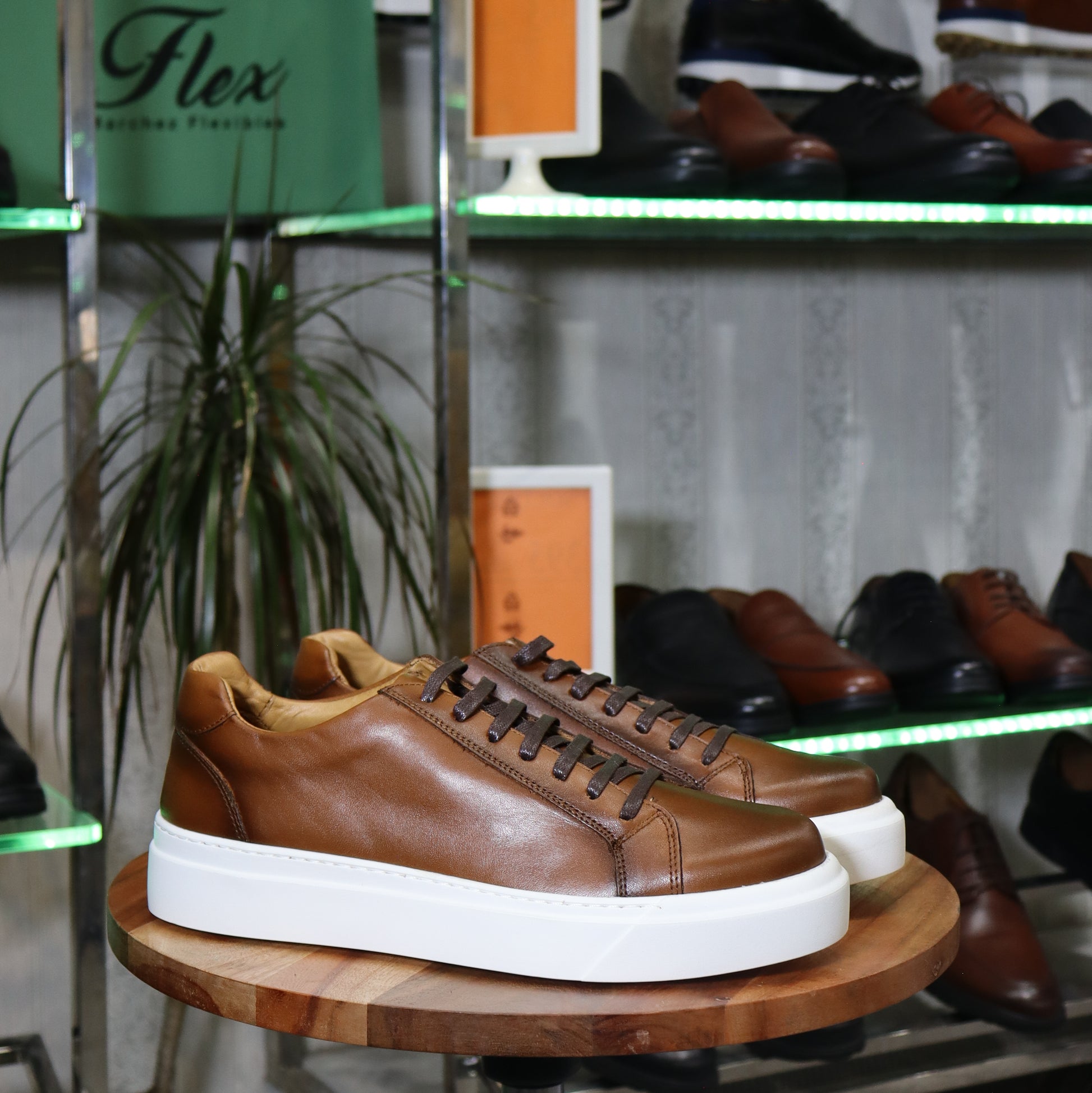 Basket KADY En Cuir Cognac Homme