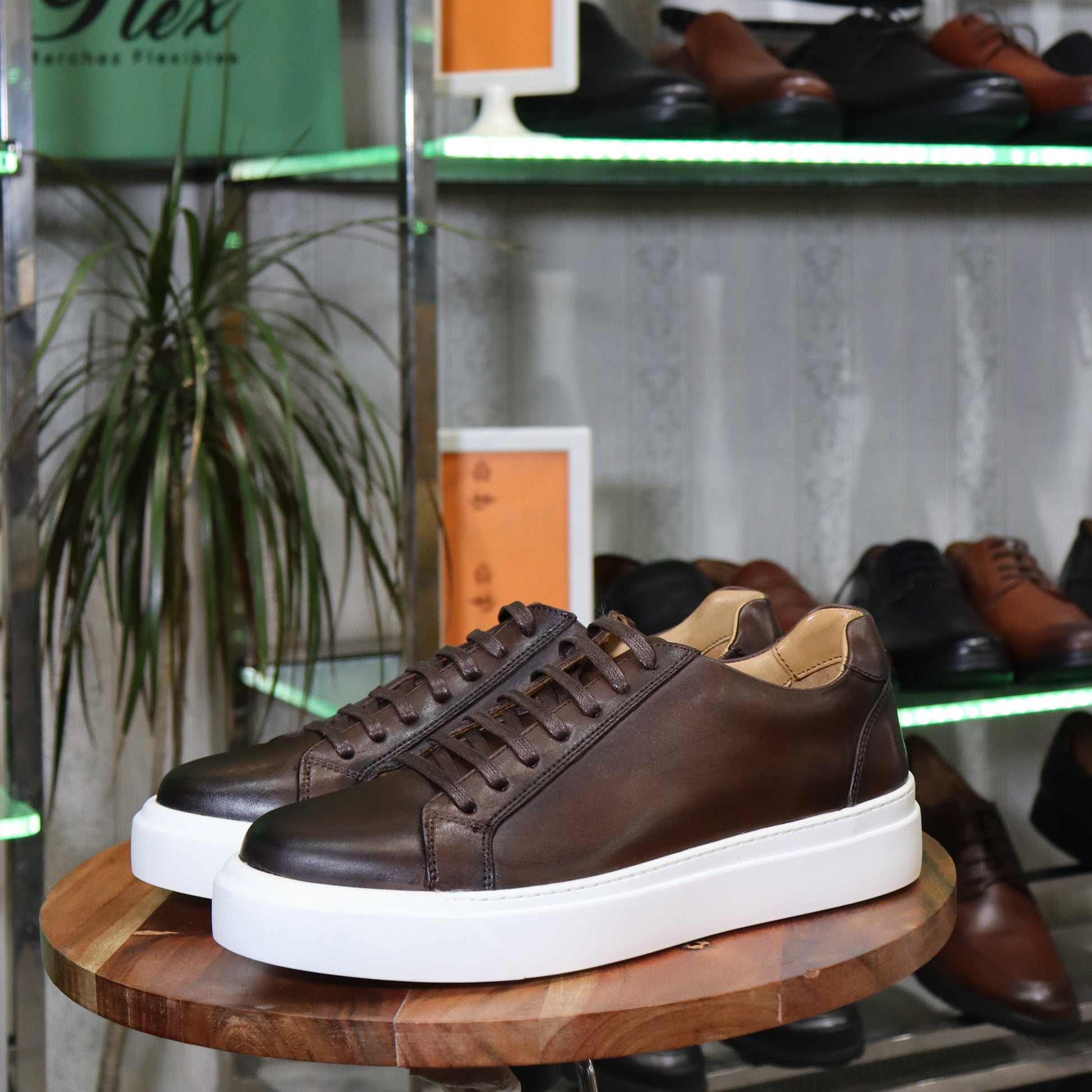 Basket KADY En Cuir Marron