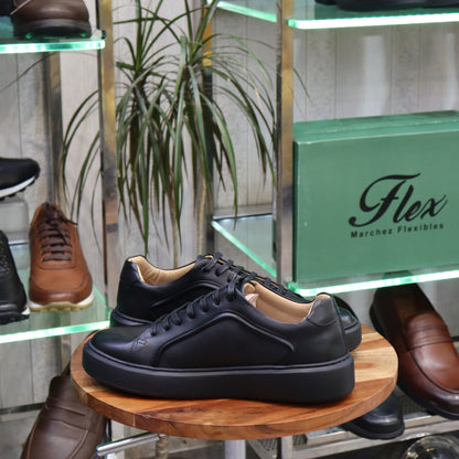 Basket Leta en Cuir Noir