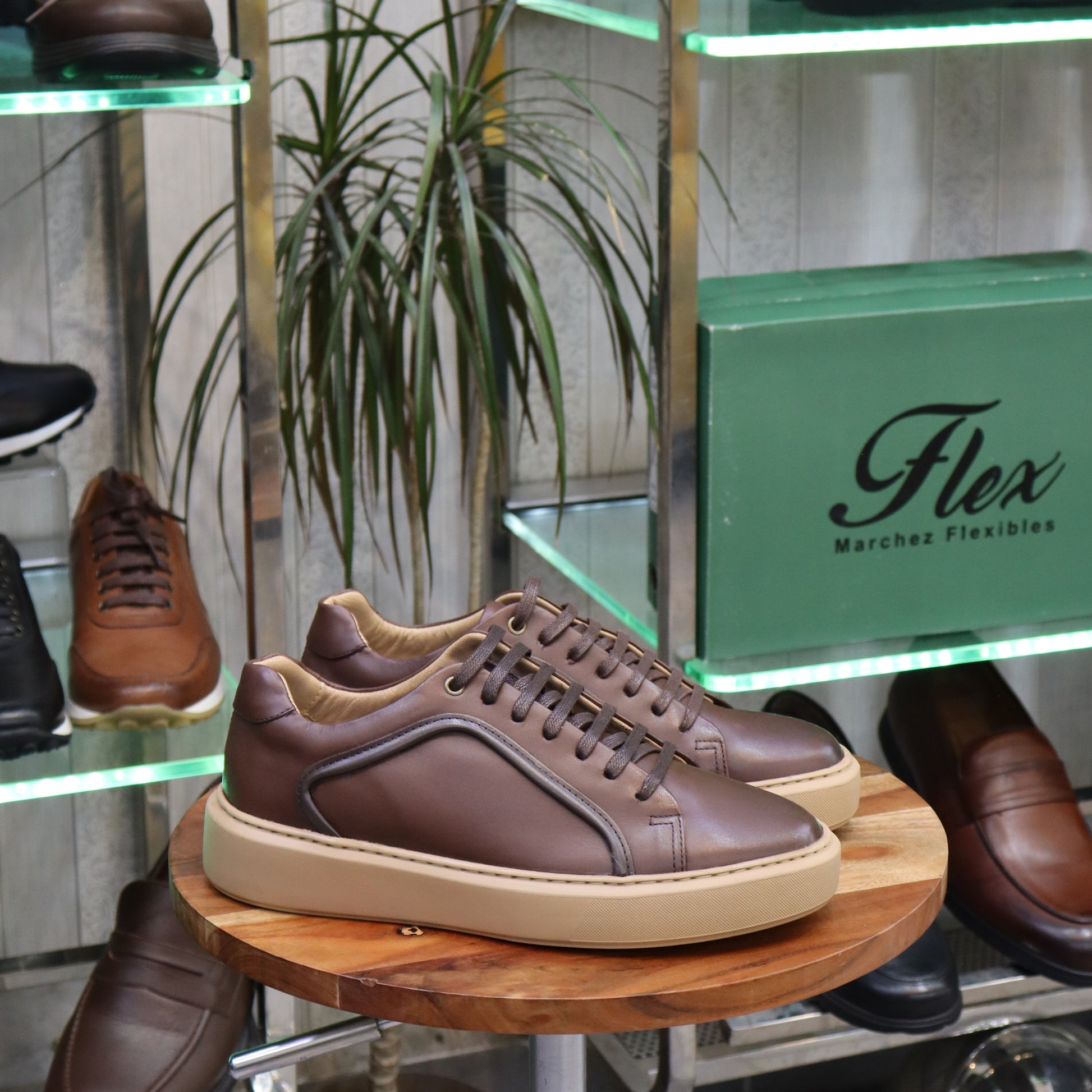 Basket Leta en Cuir Marron