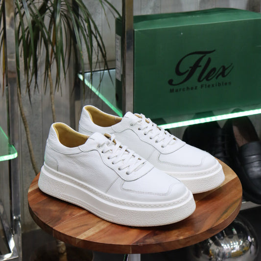 Basket Nebraska en Cuir Blanc