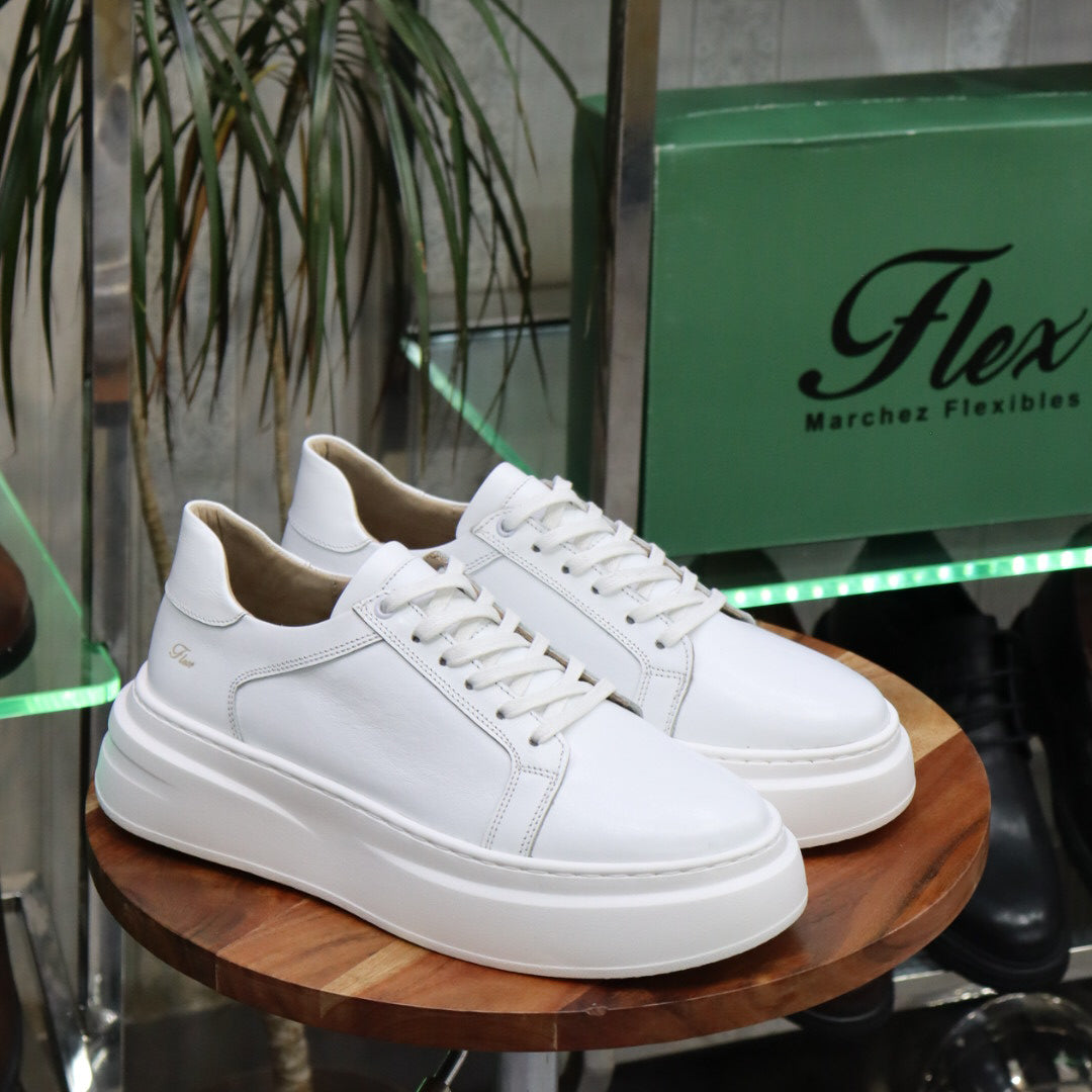 Basket  en Cuir Blanc Louisy