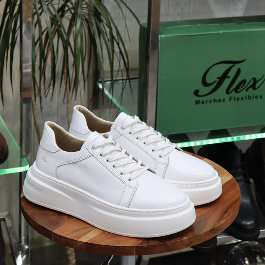 Basket  en Cuir Blanc Louisy