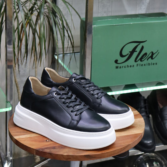 Basketen  En Cuir Noir Louisy