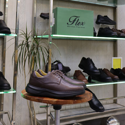 Derby à lacets en cuir marron pour homme, semelle confort - Flexshoes