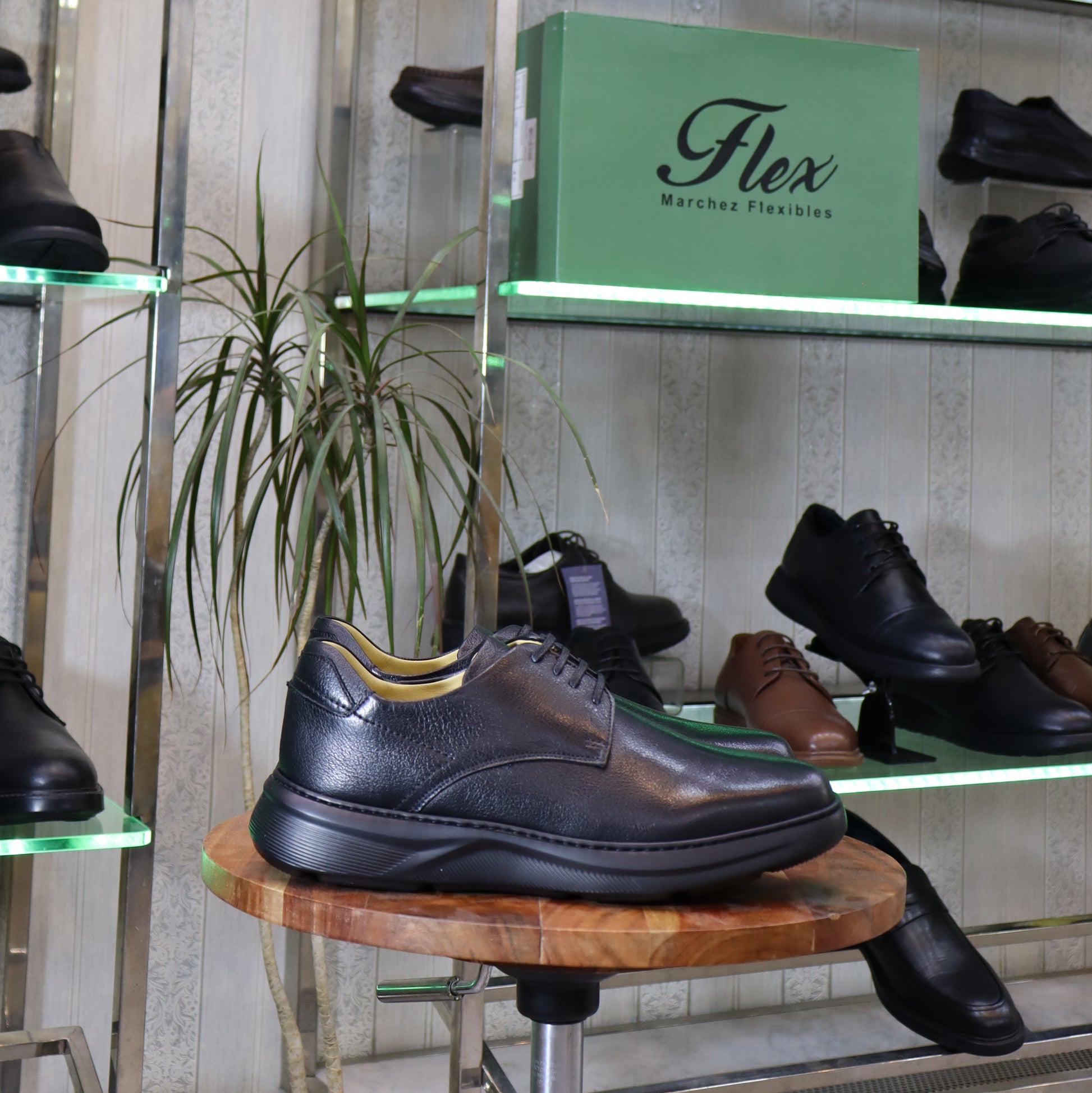 Derby à lacets en cuir noir pour homme, semelle épaisse - Flexshoes