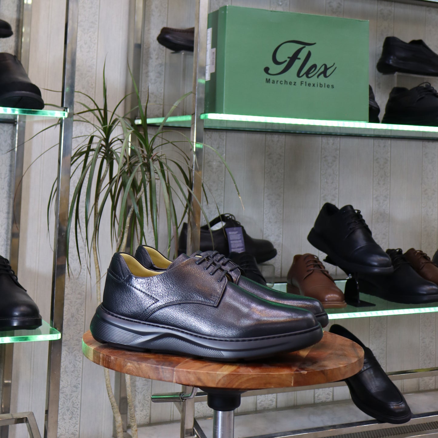Derby à lacets en cuir noir pour homme, semelle épaisse - Flexshoes