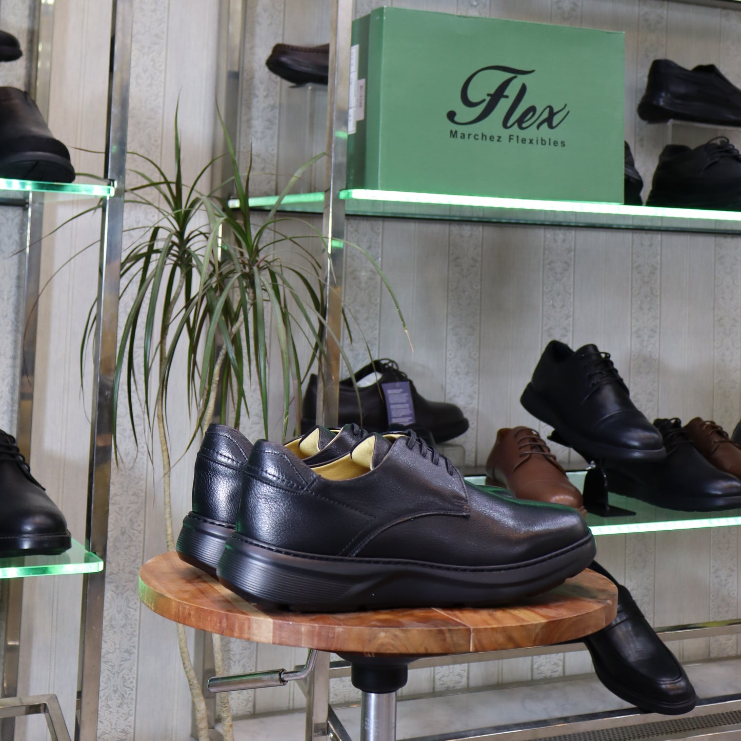 Derby à lacets en cuir noir pour homme, semelle épaisse - Flexshoes
