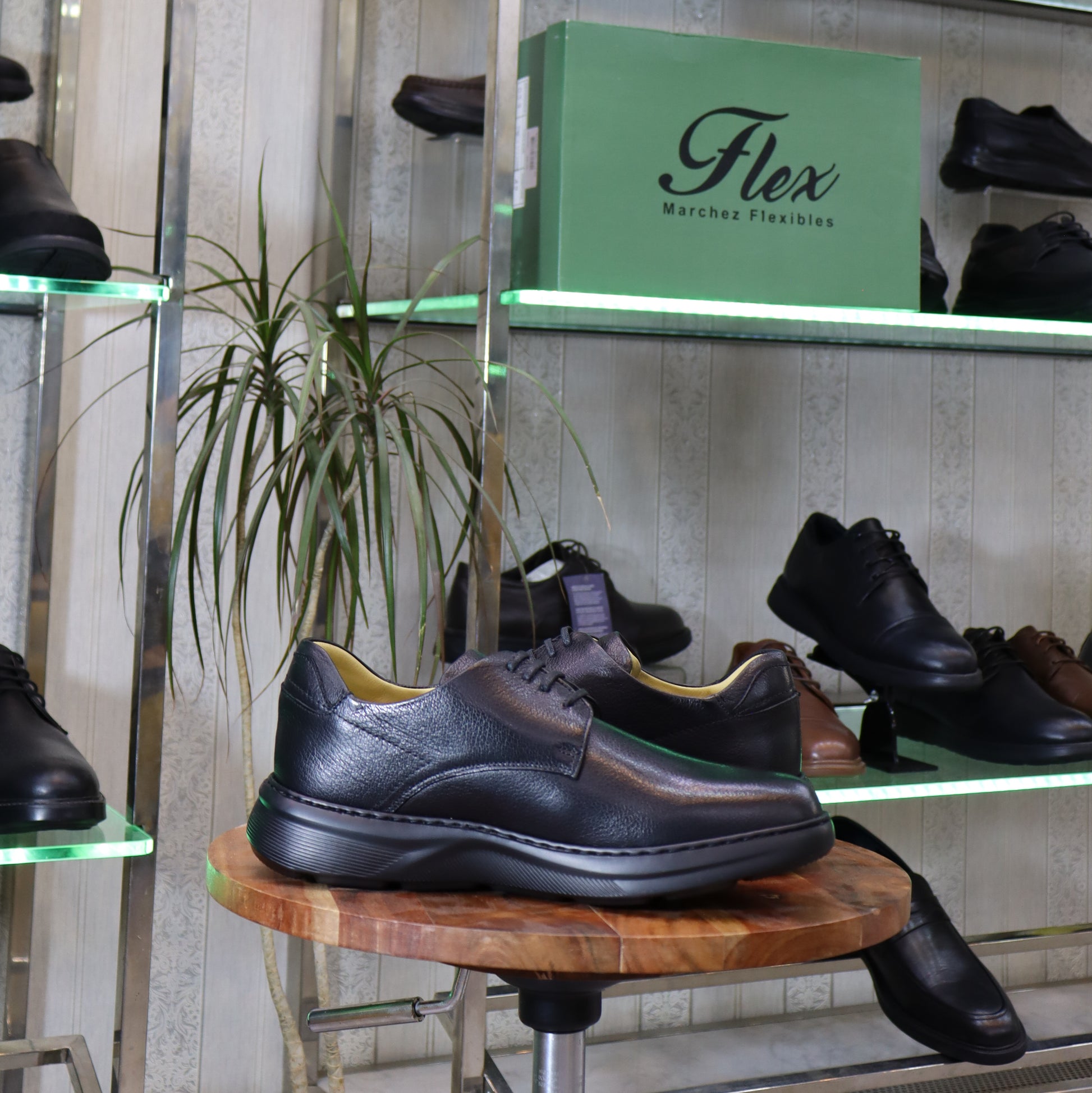Derby à lacets en cuir noir pour homme, semelle épaisse - Flexshoes