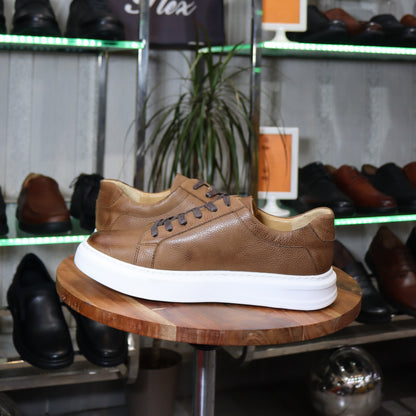 Kooper - Basket Tabac en cuir nubuck