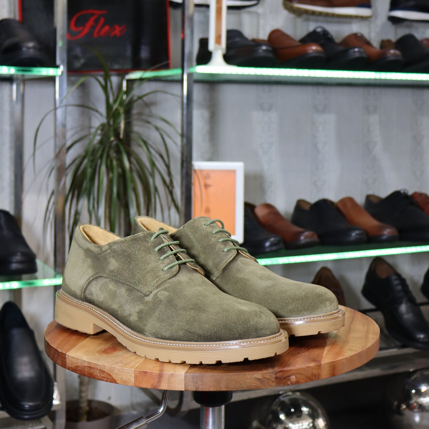 Dikens - Derby en cuir vert