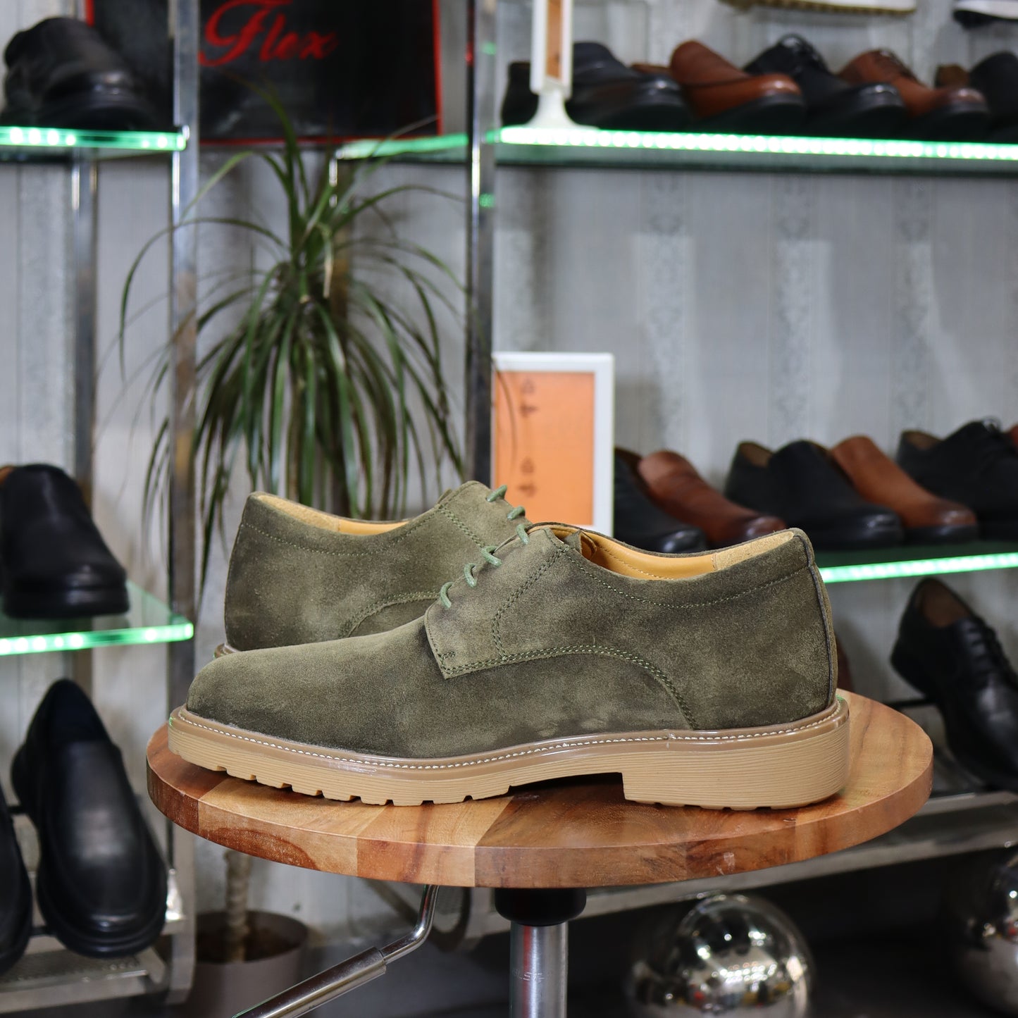 Dikens - Derby en cuir vert