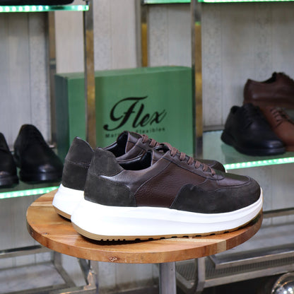 Basket En Cuir Marron -  Aknou