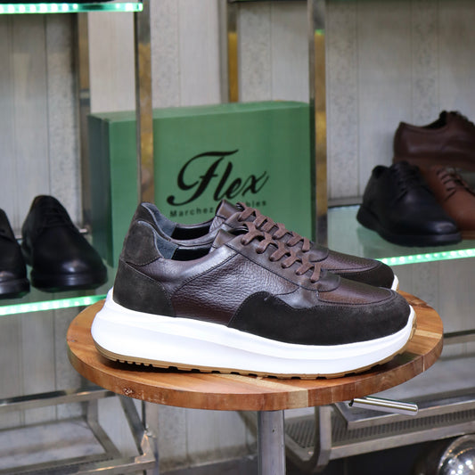 Basket En Cuir Marron -  Aknou