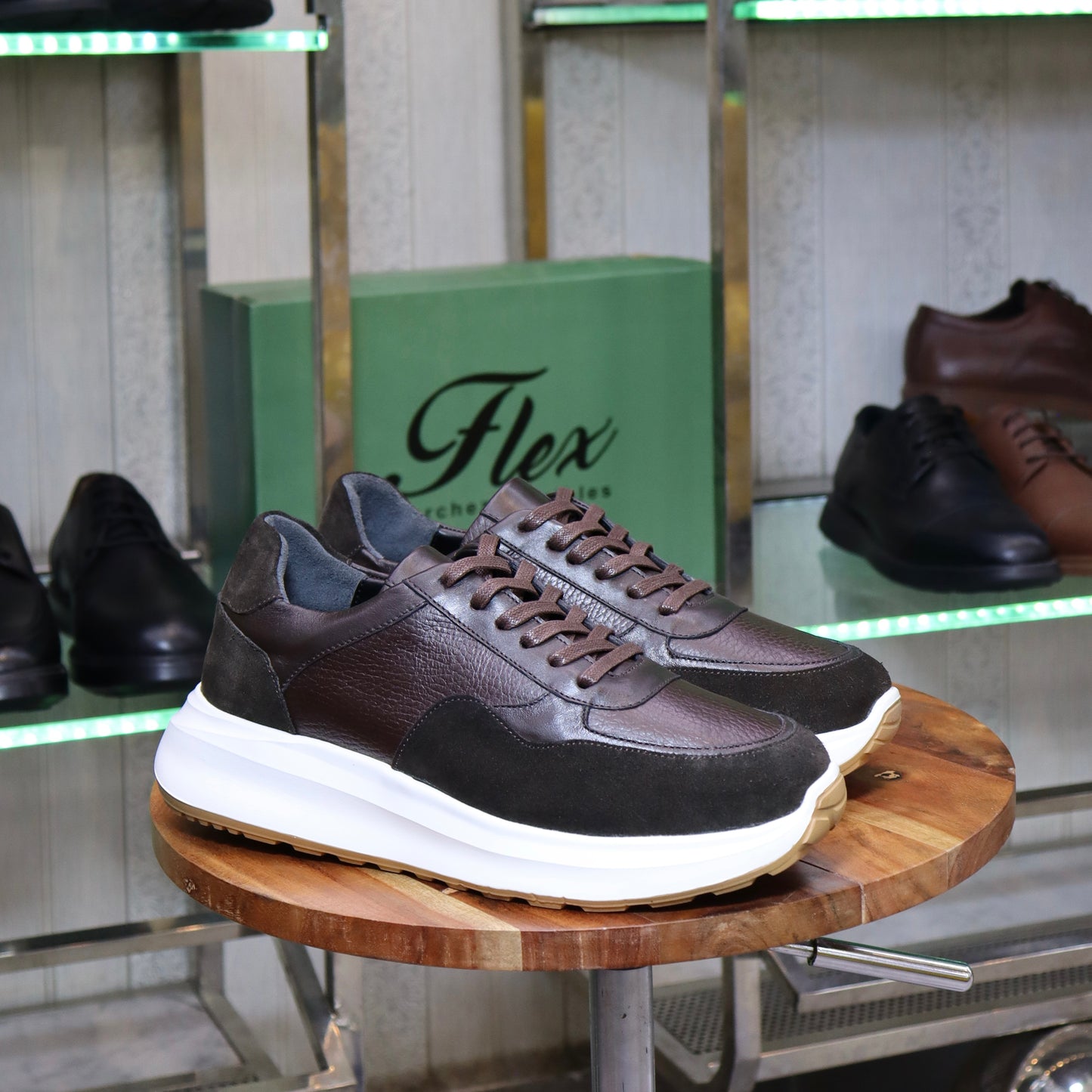 Basket En Cuir Marron -  Aknou