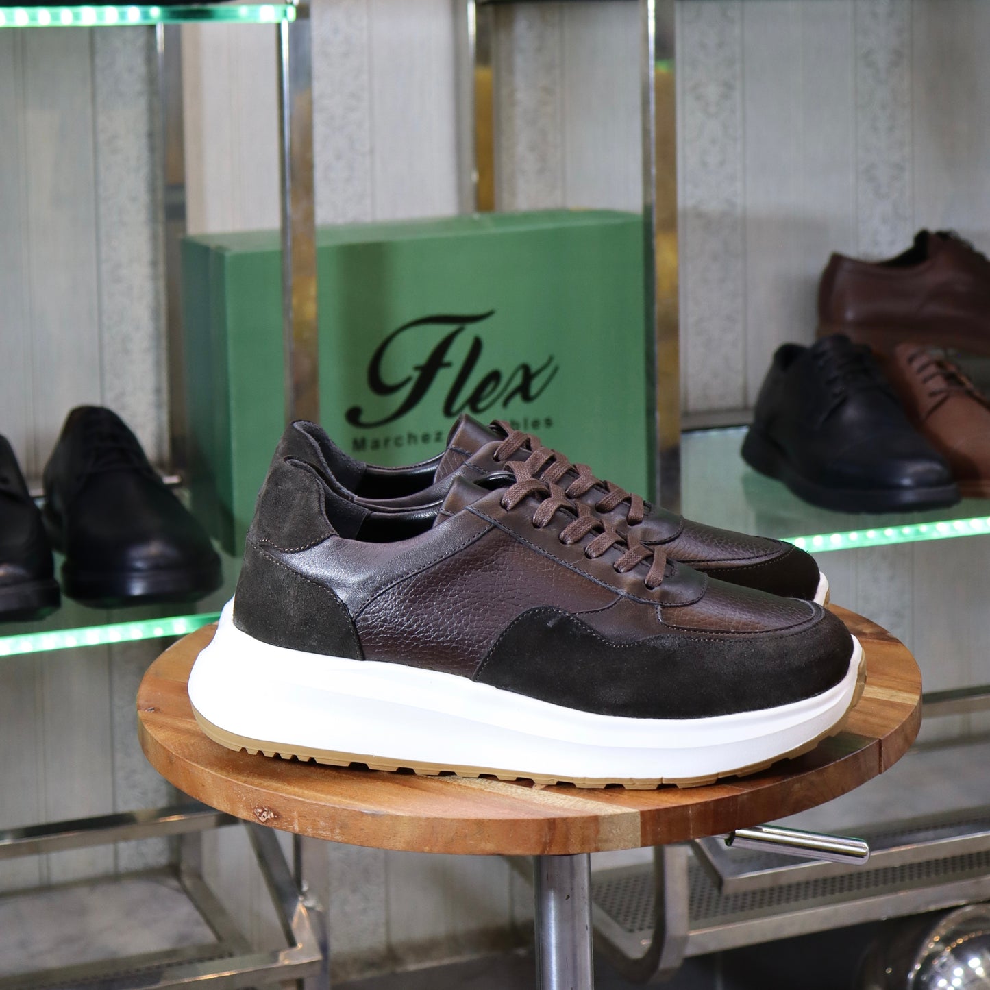 Basket En Cuir Marron -  Aknou