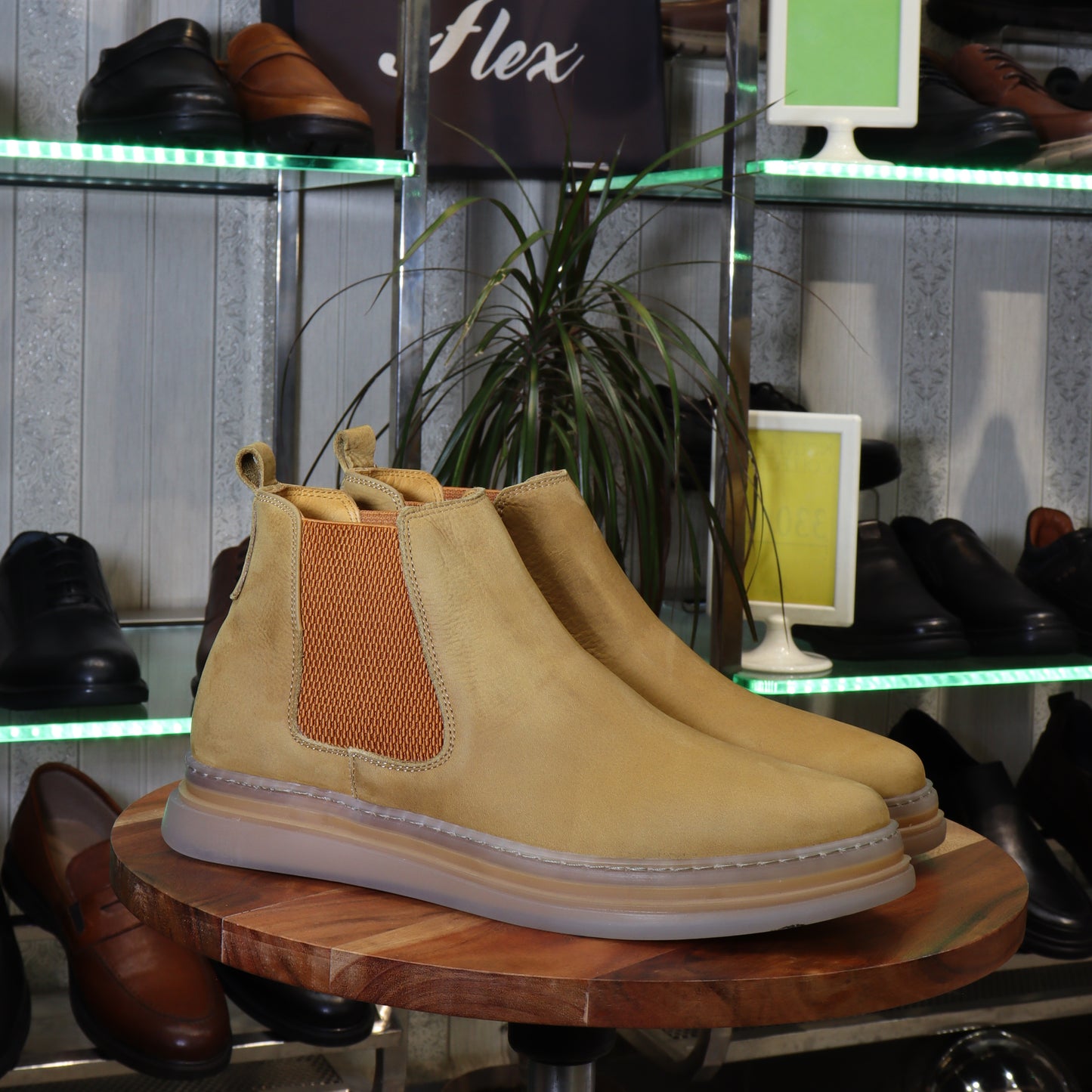 Bottine Chelsea En Cuir Tabac Nubuck - Fask