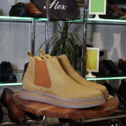 Bottine Chelsea En Cuir Tabac Nubuck - Fask