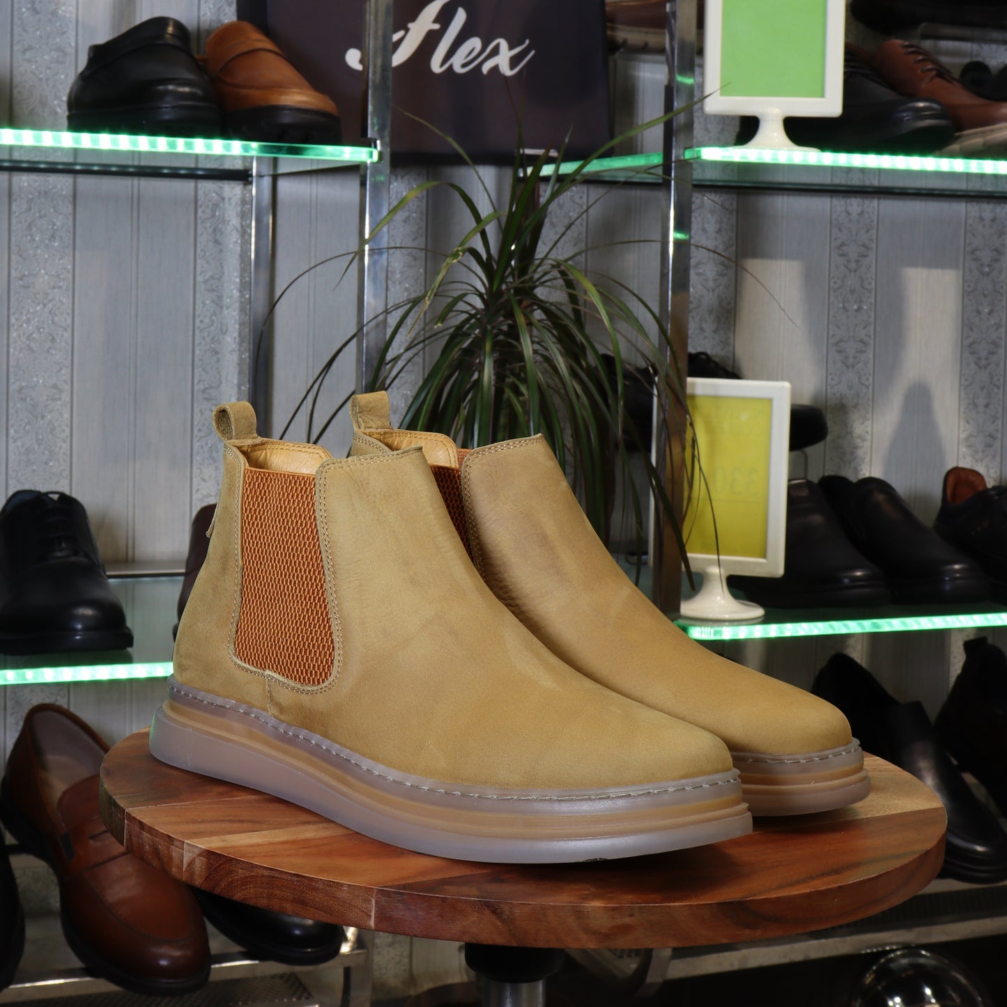 Bottine Chelsea En Cuir Tabac Nubuck - Fask