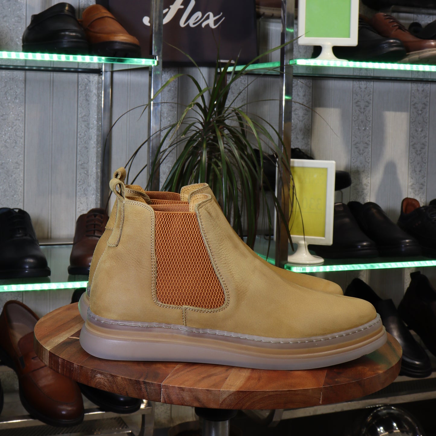 Bottine Chelsea En Cuir Tabac Nubuck - Fask