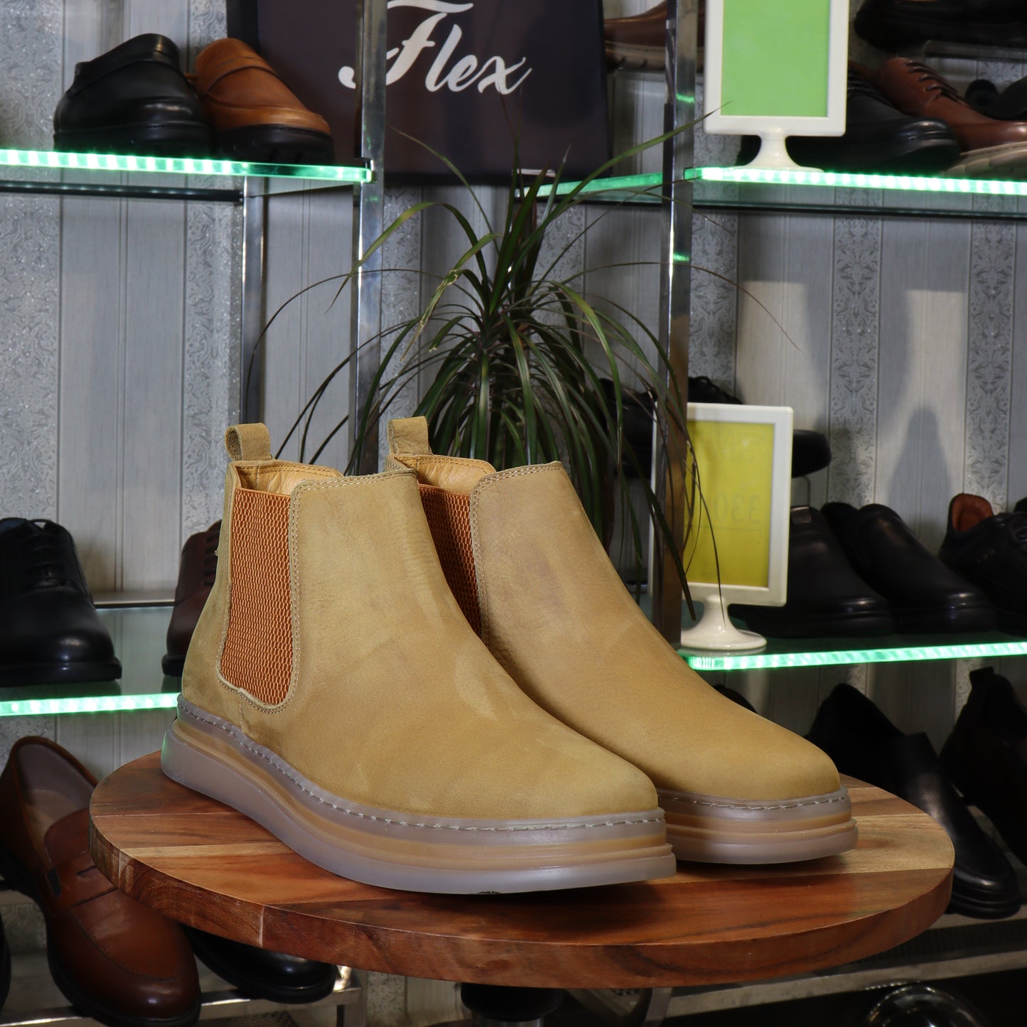Bottine Chelsea En Cuir Tabac Nubuck - Fask