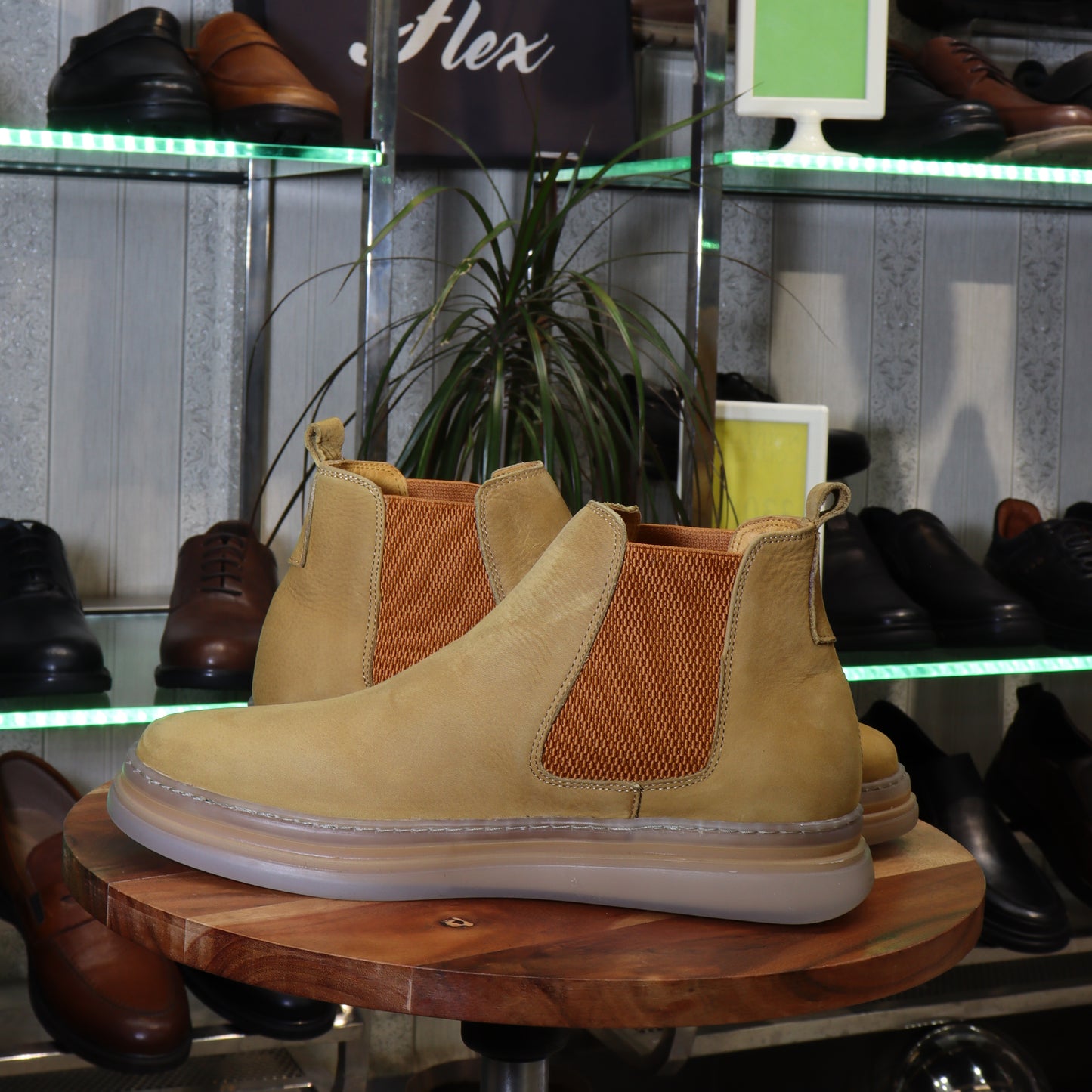 Bottine Chelsea En Cuir Tabac Nubuck - Fask
