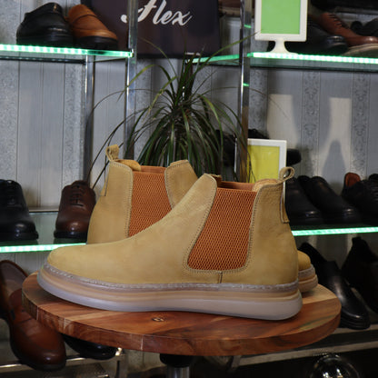 Bottine Chelsea En Cuir Tabac Nubuck - Fask