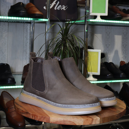 Bottine Chelsea En Cuir Marron Nubuck - Fask
