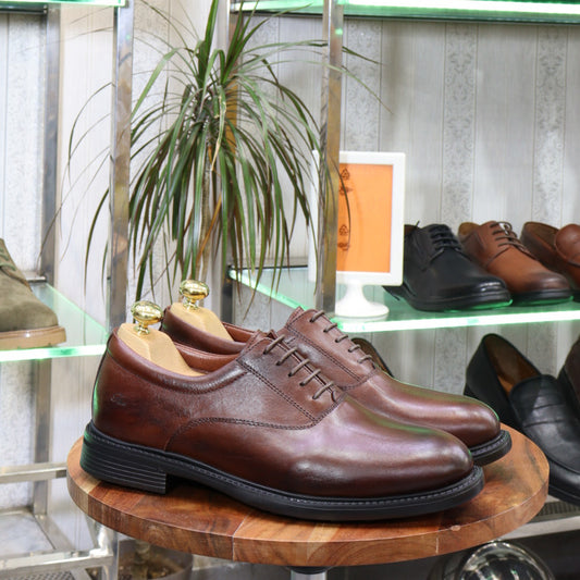 Chaussures Classiques en Cuir Marron Brossé
