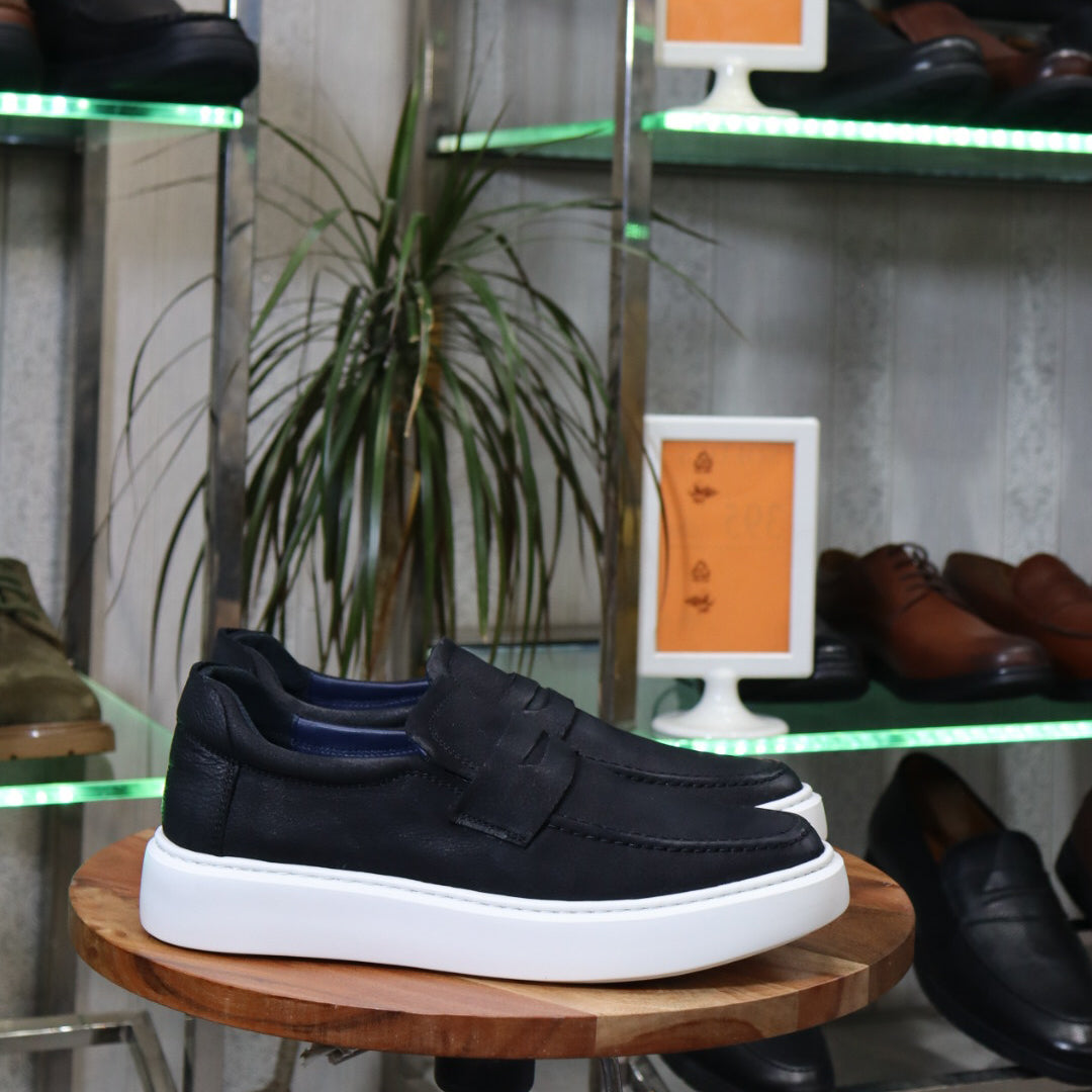 Mocassin En Cuir Noir - Decontractes