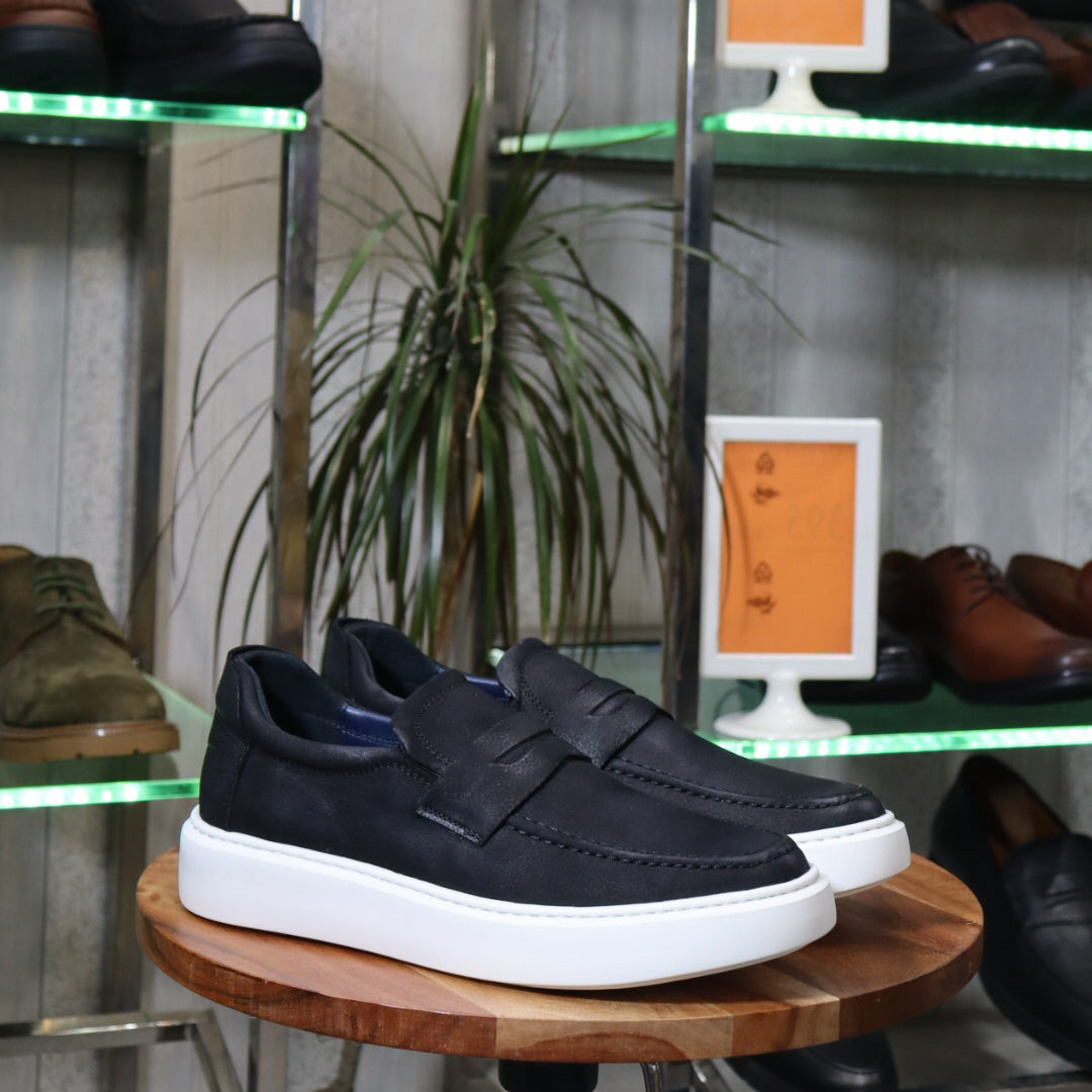 Mocassin En Cuir Noir - Decontractes