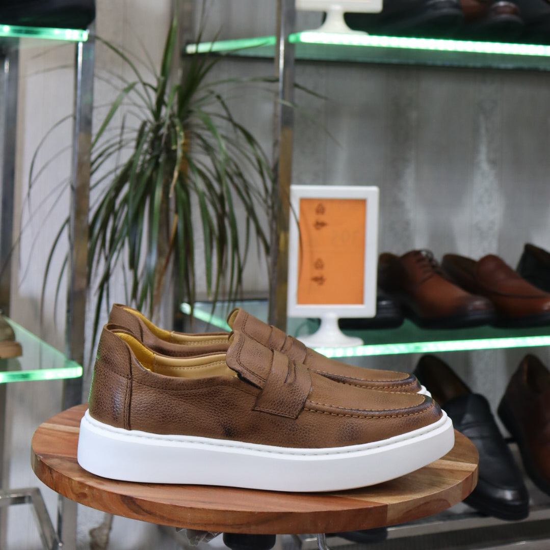 Mocassin En Cuir Marron - Decontractes