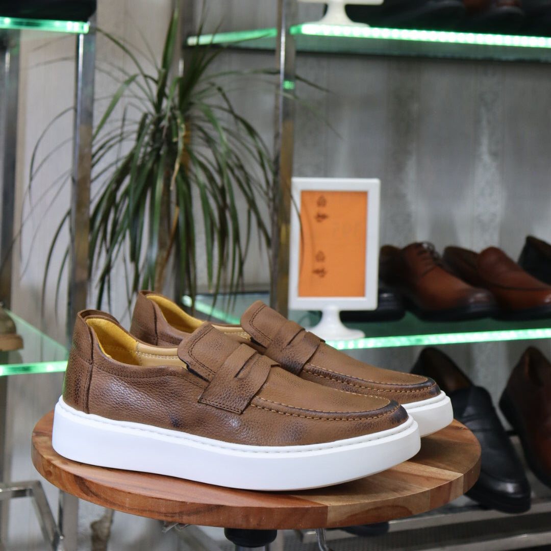 Mocassin En Cuir Marron - Decontractes