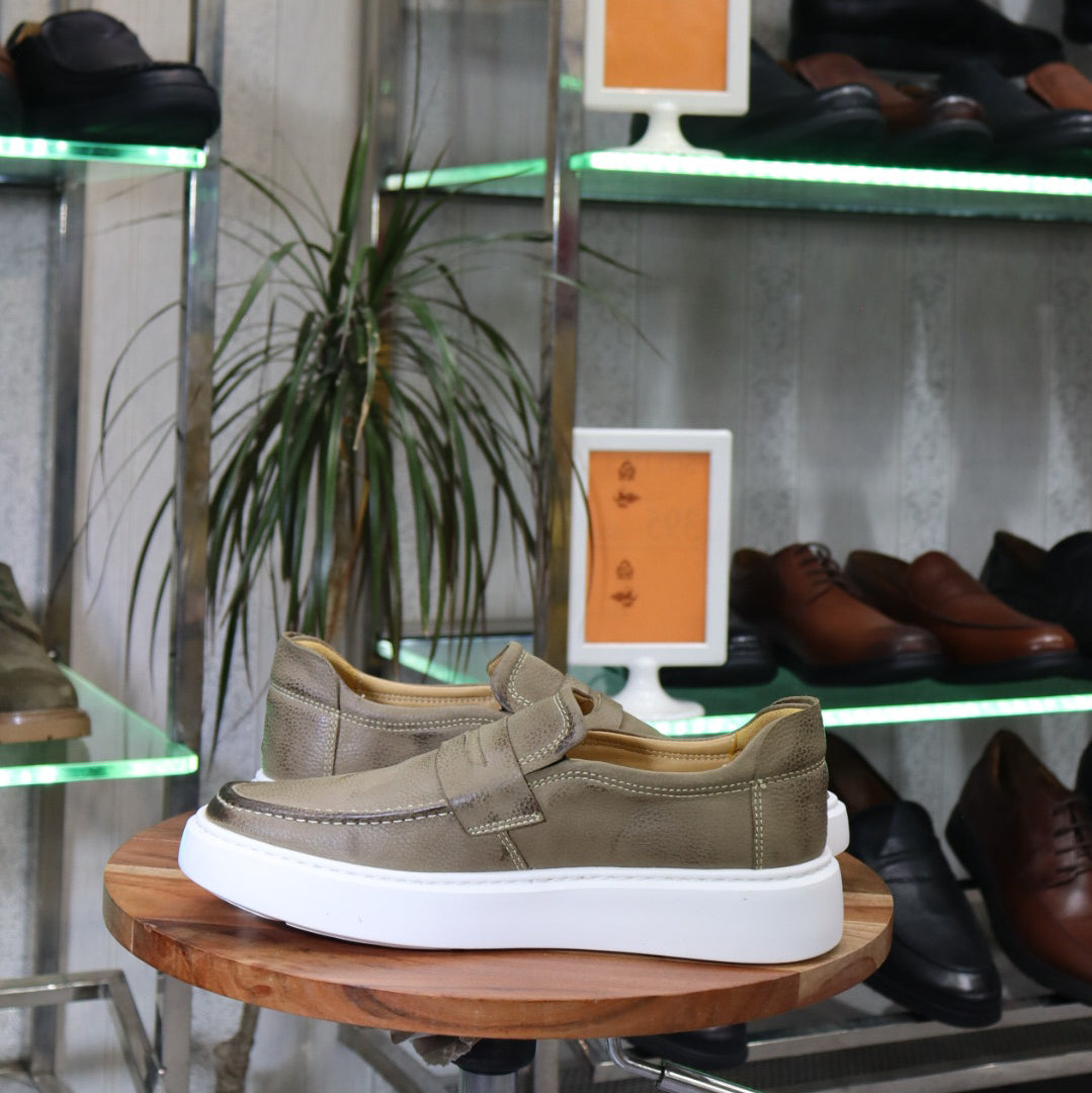 Mocassin En Cuir Beige- Decontractes Semelle EVA