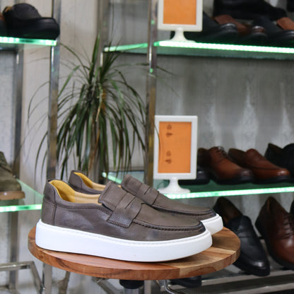 Mocassin En Cuir Marron - Decontractes Semelle EVA