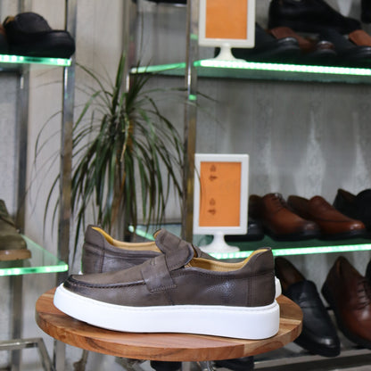 Mocassin En Cuir Marron - Decontractes Semelle EVA