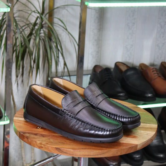Mocassin en Cuir Véritable Marron - Renato