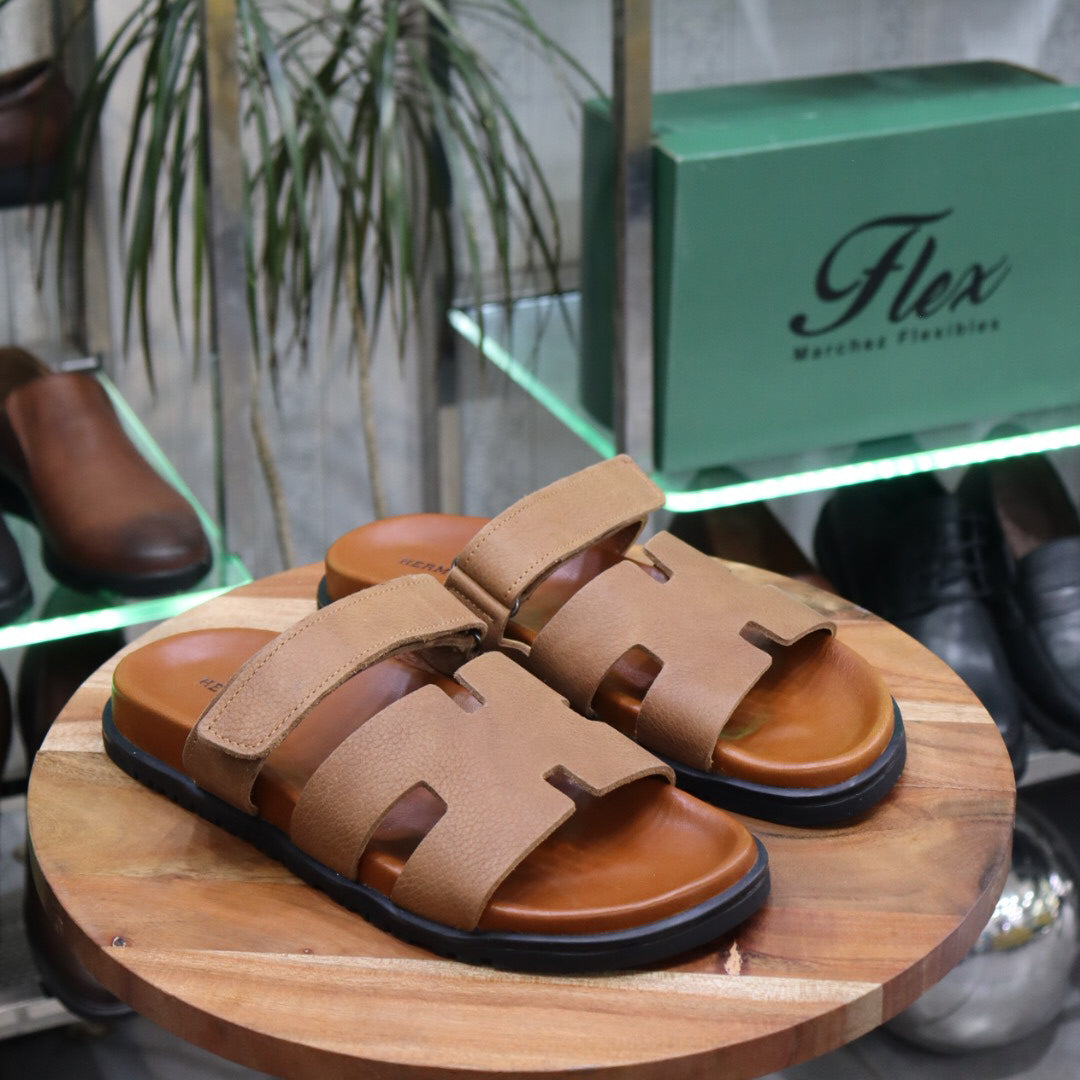 Sandales en cuir Tabac- Nerio S