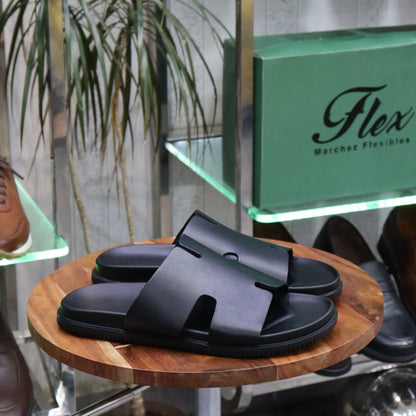 Sandales en cuir  Noir- Arcadyn